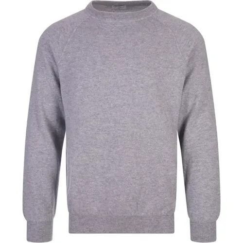 Cashmere Grey Sweatshirt Raglan Sleeves , male, Sizes: XL - Fedeli - Modalova