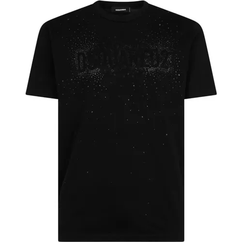 Logo-verziertes schwarzes T-Shirt , Herren, Größe: M - Dsquared2 - Modalova