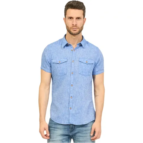 Linen Shirt with Pockets , male, Sizes: S, 3XL, M, L, XL, 2XL - YES ZEE - Modalova