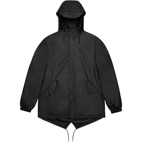 Schwarze Fishtail Jacke , unisex, Größe: L - Rains - Modalova