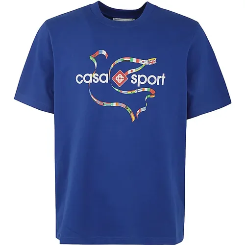 Colombes Flag Printed T-Shirt , male, Sizes: M, L, 2XL, XL, S - Casablanca - Modalova