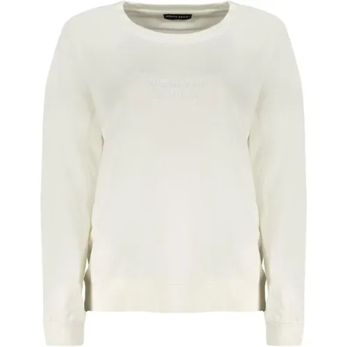 Weiße Crew Neck Sweatshirt Logo , Damen, Größe: M - North Sails - Modalova