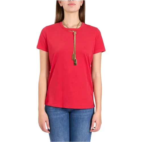 Jersey T-Shirt mit Halskette , Damen, Größe: L - Elisabetta Franchi - Modalova