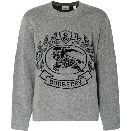 Relaxed Intarsia Knit Wool Sweater , male, Sizes: L - Burberry - Modalova