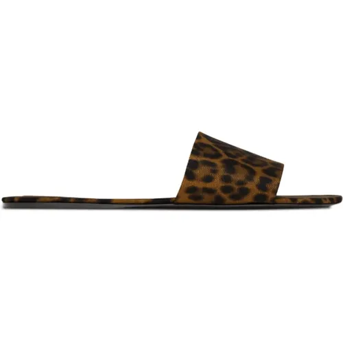 Carlyle leopard-print flat sandals , female, Sizes: 5 1/2 UK, 4 UK, 4 1/2 UK, 7 UK - Saint Laurent - Modalova