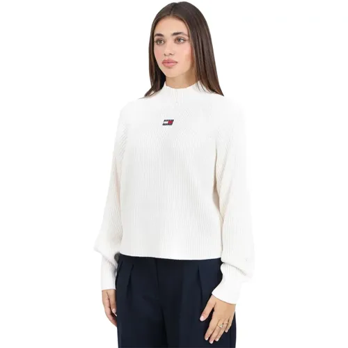 Weiße Ballonärmel Pullover , Damen, Größe: L - Tommy Jeans - Modalova