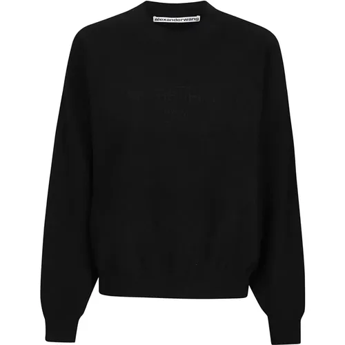 Gerippter Logo Pullover , Damen, Größe: XS - alexander wang - Modalova