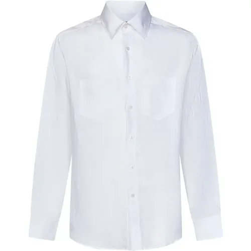 Linen Shirt with Patch Pockets , male, Sizes: M, 2XL, XL, 3XL - Low Brand - Modalova