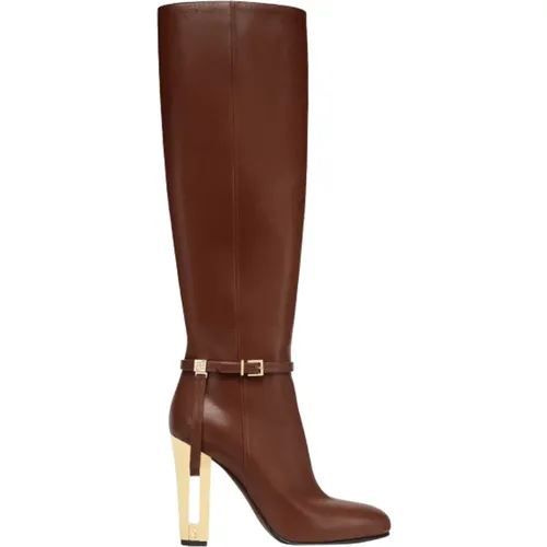 Leather High-Heeled Boots , female, Sizes: 6 UK, 7 1/2 UK, 5 1/2 UK, 4 1/2 UK, 5 UK - Fendi - Modalova