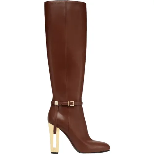 Leather High-Heeled Boots , female, Sizes: 6 UK, 7 1/2 UK, 5 1/2 UK, 5 UK - Fendi - Modalova