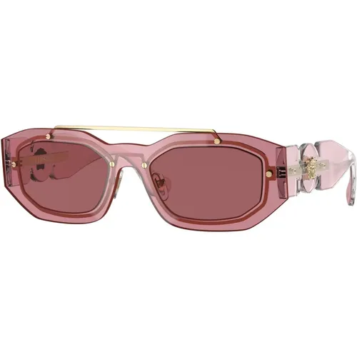 Dark Violet Sunglasses,Transparent Ruthenium/Silver Sunglasses,Violet Sunglasses VE 2241 - Versace - Modalova