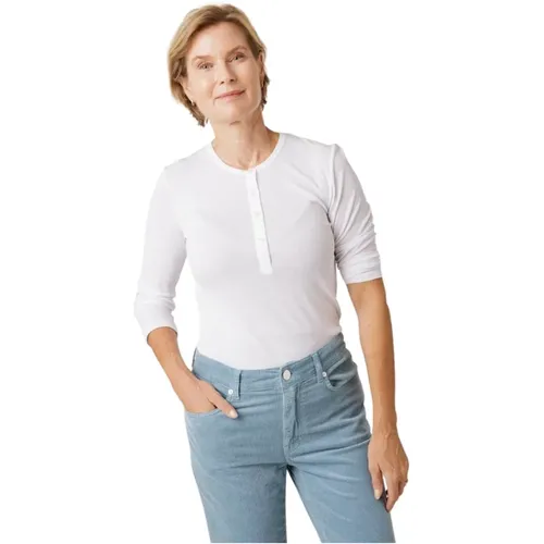 Weiße Button Jersey Top mit 3/4 Ärmeln , Damen, Größe: XL - Filippa K - Modalova