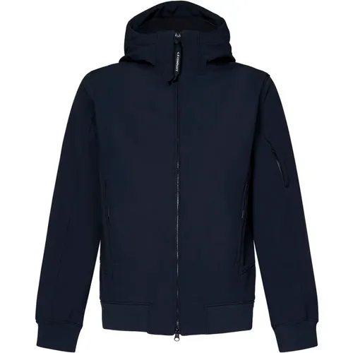 Blaue Jacke mit Kapuze und Linse Akzenten , Herren, Größe: S - C.P. Company - Modalova