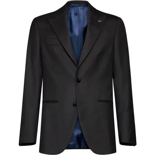 Coffee Brown Wool Blazer with Peak Lapels , male, Sizes: L, M, 2XL - D4.0 - Modalova