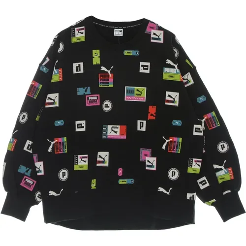 Liebe Crewneck Sweatshirt All Over Print , Damen, Größe: M - Puma - Modalova