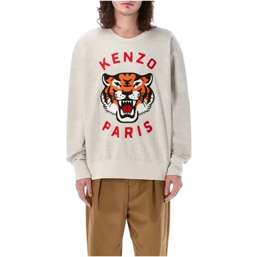 Grey Mel Knitwear Lucky Tiger Sweatshirt , male, Sizes: XL, L, M, S - Kenzo - Modalova
