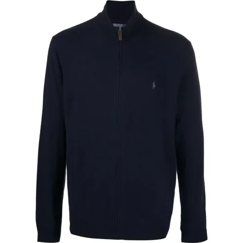 Blauer Woll Full Zip Pullover - Polo Ralph Lauren - Modalova