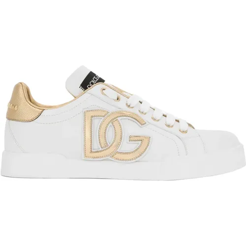 Logo DG Gold Sneakers Made in Italy , Damen, Größe: 36 EU - Dolce & Gabbana - Modalova