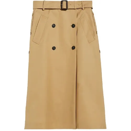 Cotton Midi Skirt with Buttons , female, Sizes: XS, M, S - Max Mara Weekend - Modalova