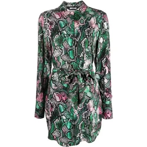 Green Snakeskin Print Mini Dress , female, Sizes: M - Just Cavalli - Modalova