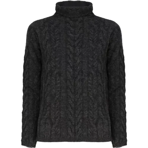 Grey Cable Knit Turtleneck Sweater , female, Sizes: S - Max Mara - Modalova