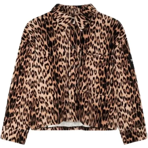 Leopard Samt Bluse , Damen, Größe: M - Alix The Label - Modalova