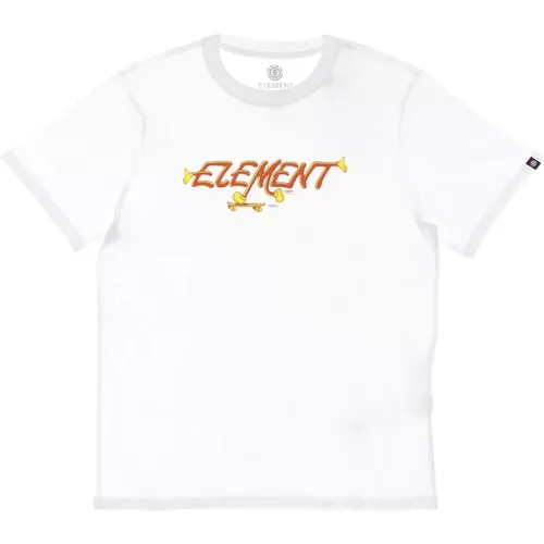 Weißes Crew Neck Tee mit Logo , Herren, Größe: XS - Element - Modalova