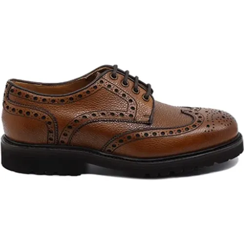 Leather Mens Shoe - Derby Brogue , male, Sizes: 10 UK - Berwick - Modalova