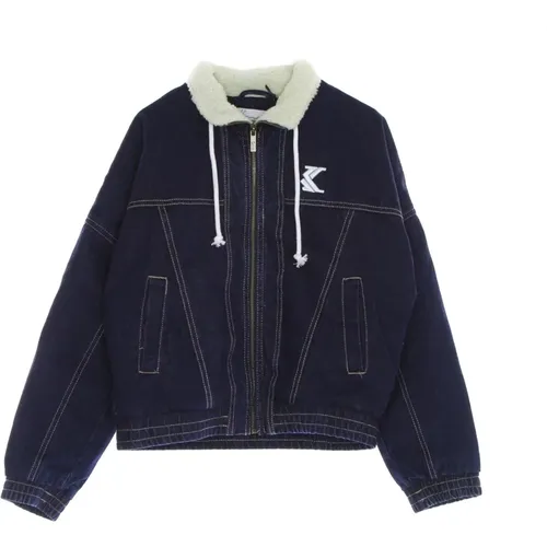 Dunkelblaue Denimjacke mit Sherpa-Futter , Herren, Größe: XS - Karl Kani - Modalova