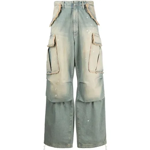 Bleach-effect wide-leg cargo jeans , female, Sizes: W26, W24, W25, W27 - Darkpark - Modalova