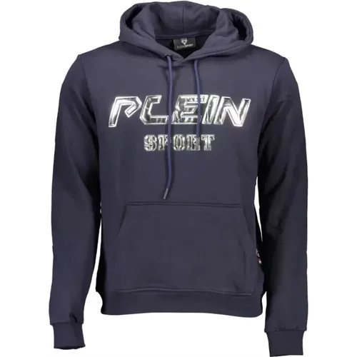 Elektrisch blauer Hoodie mit Logo-Detail , Herren, Größe: 2XL - Plein Sport - Modalova