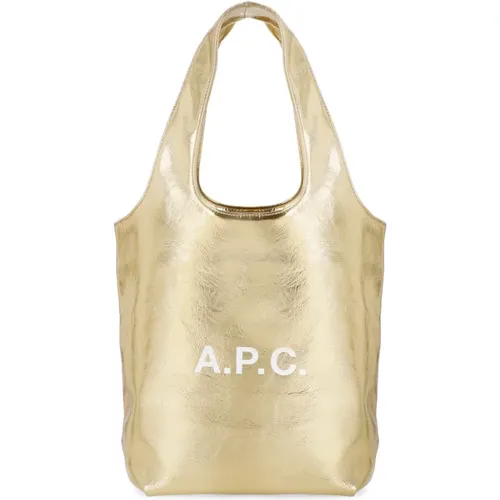 Golden Synthetic Leather Shopping Bag Woman , female, Sizes: ONE SIZE - A.p.c. - Modalova