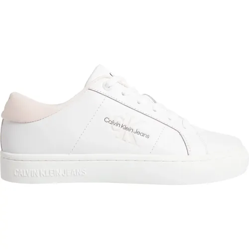 Weiße Ledersneakers , Damen, Größe: 40 EU - Calvin Klein - Modalova