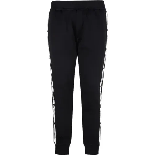 Schwarze Sweatpants aus Baumwollmischung mit Logo-Bändern , Herren, Größe: L - Dsquared2 - Modalova