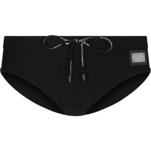 Schwarze Badehose mit Metall-Logo , Herren, Größe: L - Dolce & Gabbana - Modalova