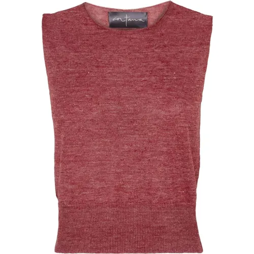 Dark Linen Knit Vest , female, Sizes: XS, XL, 2XL, S, L - Cortana - Modalova