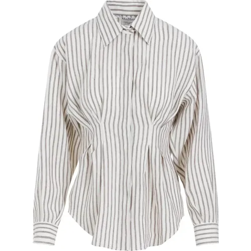 Striped Linen Shirt Nude & Neutrals , female, Sizes: XS - Max Mara - Modalova