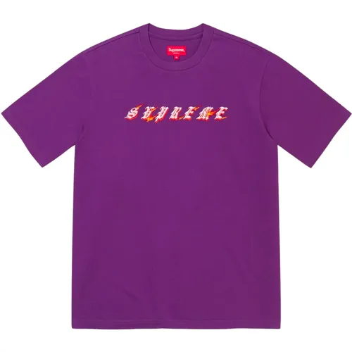 Flames Short Sleeve Top Plum , male, Sizes: M, XL, S - Supreme - Modalova