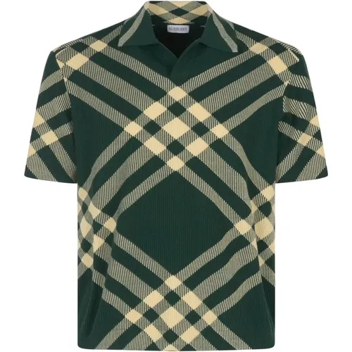 Check Wool Blend Polo Shirt , male, Sizes: S - Burberry - Modalova