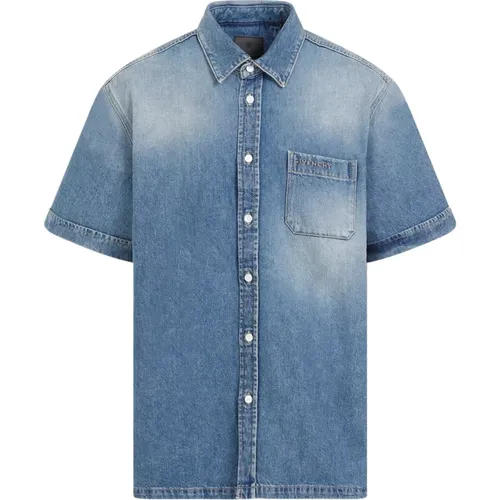 Indigo Cotton Short Sleeve Shirt , Herren, Größe: L - Givenchy - Modalova