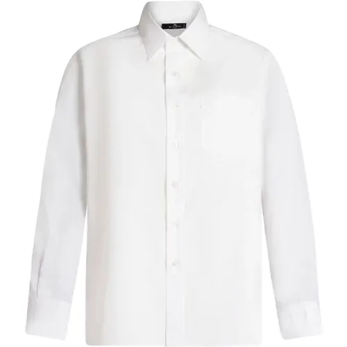 Weiße Baumwoll-Popeline-Hemd mit Seidenrücken - ETRO - Modalova
