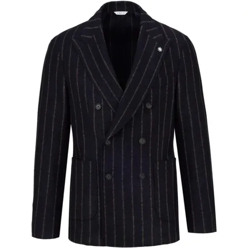 Double-Breasted Pinstripe Jacket , male, Sizes: L, XL - Manuel Ritz - Modalova