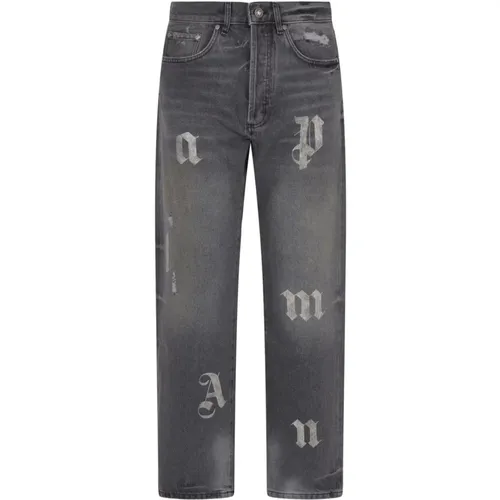 Jeans with BW Logo Patch , male, Sizes: W33, W30, W32 - Palm Angels - Modalova