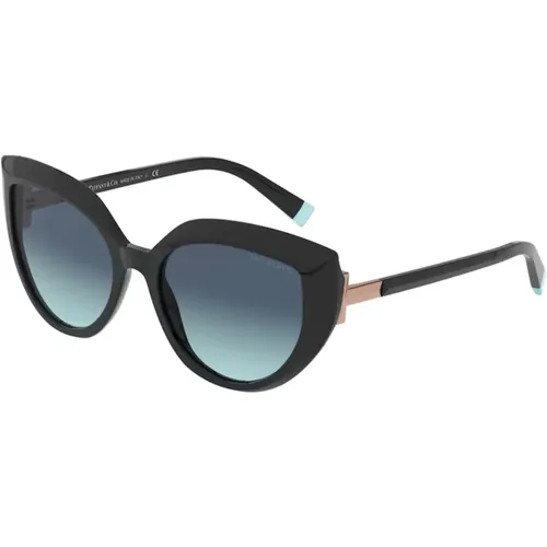 Schwarz/Blau Getönte Sonnenbrille , Damen, Größe: 54 MM - Tiffany - Modalova
