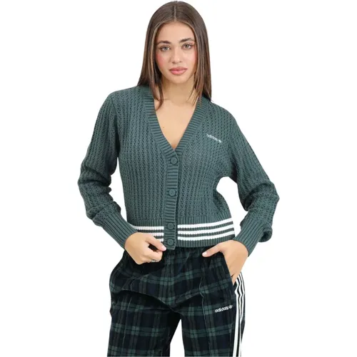 Tartan Strickjacke Grün Damen - adidas Originals - Modalova