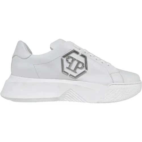 White and Silver Metal Sneakers , male, Sizes: 11 UK - Philipp Plein - Modalova