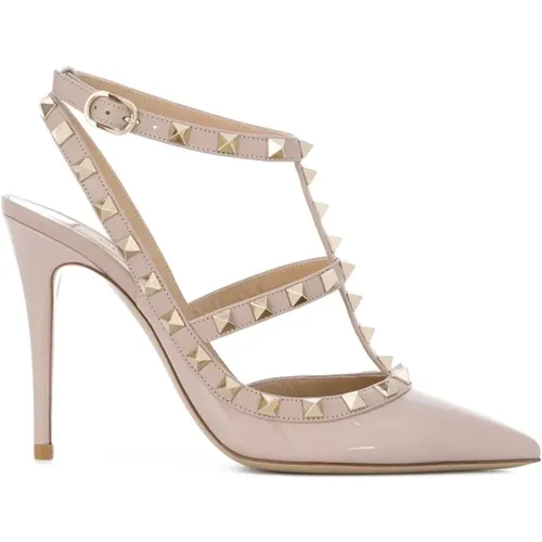 Powder Rockstud Ankle-Strap Pumps , female, Sizes: 2 UK, 6 1/2 UK, 2 1/2 UK, 5 1/2 UK, 6 UK, 4 UK, 4 1/2 UK, 3 1/2 UK, 3 UK, 5 UK, 7 UK - Valentino Garavani - Modalova