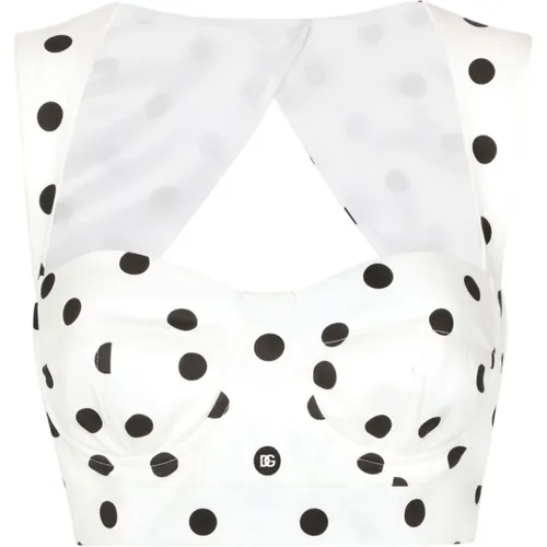 Polka Dot Bustier Top , female, Sizes: M - Dolce & Gabbana - Modalova