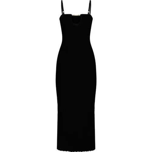 Schwarzes Geripptes Strickkleid , Damen, Größe: M - Jacquemus - Modalova