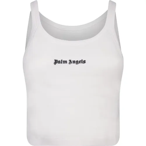 Schickes Weißes Top mit Logo-Druck , Damen, Größe: XS - Palm Angels - Modalova